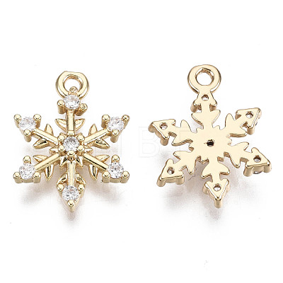 Brass Micro Pave Cubic Zirconia Charms for Christmas KK-R111-033-1