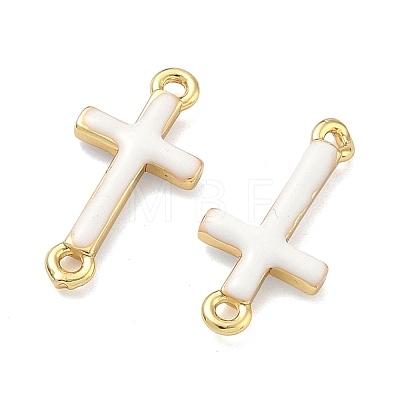 Brass Enamel Religion Cross Links Connector Charms KK-D229-07G-03-1