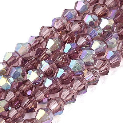 AB Color Plated Transparent Glass Beads Strands GLAA-G127-01-02R-1