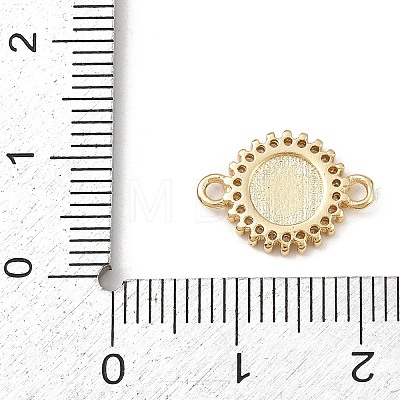 Brass Pave Clear Cubic Zirconia Religion Flat Round with Saint Connector Charms KK-L255-09G-01-1