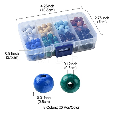160Pcs 8 Styles Natural Wood Beads WOOD-FS0001-18-1