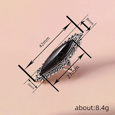 Horse Eye Alloy with Resin Finger Rings FS-WG13A66-06-1