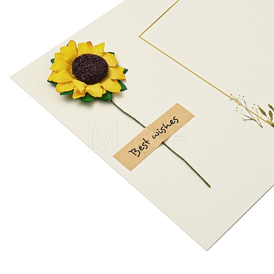 Dried Sunflower Paper Thank You Greeting Cards AJEW-K043-01A-1
