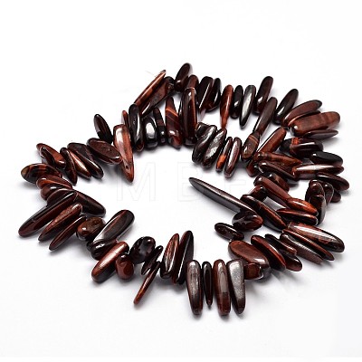 Natural Tiger Eye Chip Beads Strands G-E271-37-1