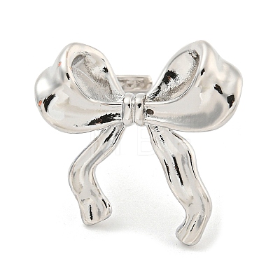 Bowknot Brass Cuff Rings RJEW-L113-015P-02-1