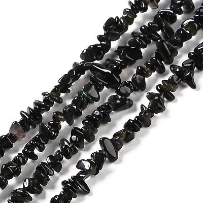 Natural Golden Sheen Obsidian Beads Strands G-G0003-B33-01-1