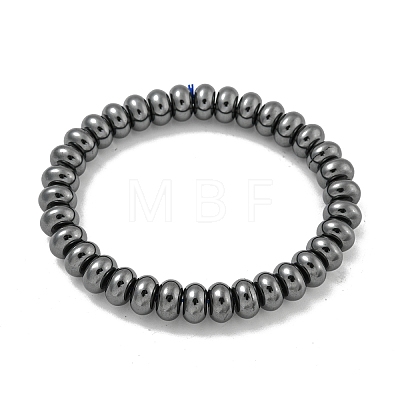 Rondelle Electroplated Synthetic Non-magnetic Hematite Beaded Stretch Bracelets for Women Men BJEW-K242-03-1