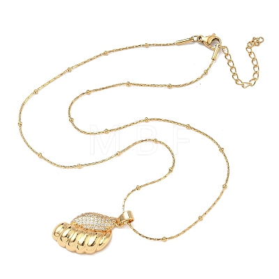 304 Stainless Steel Micro Pave Clear Cubic Zirconia Pendant Necklaces for Women NJEW-Z103-01G-03-1