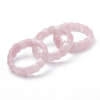 Natural Rose Quartz Beaded Stretch Bracelets BJEW-S137-21-1