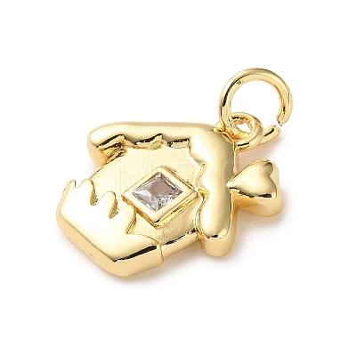 Brass Micro Pave Cubic Zirconia Pendants KK-I383-05G-02-1