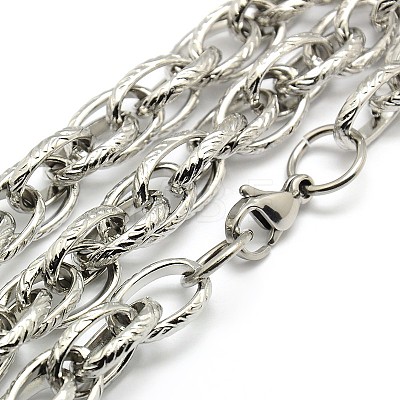 Fashionable 304 Stainless Steel Rope Chain Necklaces for Men STAS-A028-N044P-L-1