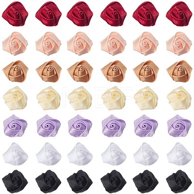 70Pcs 7 Colors Polyester Rose Flower Ornament Accessories DIY-GF0013-42-1