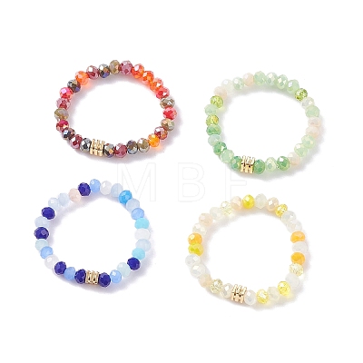 Glass Beaded Stretch Finger Ring with Cube for Women X-RJEW-JR00431-1