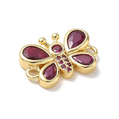 Brass Pave Cubic Zirconia Butterfly Links Connector Charms KK-L268-028G-04-1