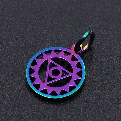 Chakra Theme Ion Plating(IP) 201 Stainless Steel Charms STAS-T054-JN403Q-5-1