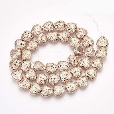 Electroplated Natural Lava Rock Beads Strands X-G-T126-10RG-1
