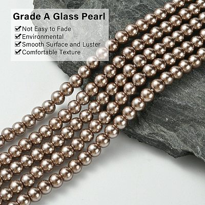 Eco-Friendly Dyed Glass Pearl Bead Strands HY-A008-6mm-RB111-1
