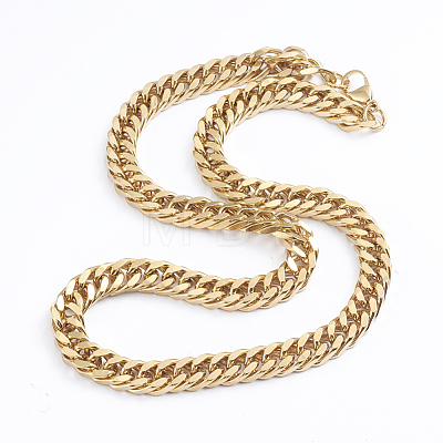 Men's 304 Stainless Steel Diamond Cut Cuban Link Chain Necklaces NJEW-L173-002D-G-1