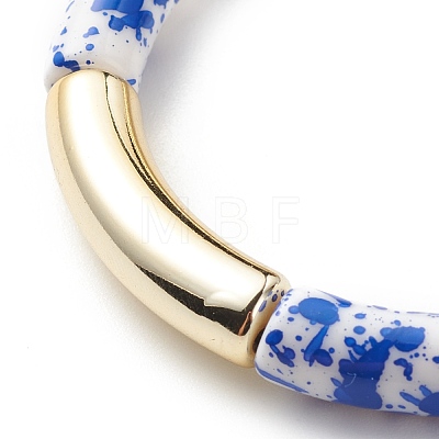 Acrylic Curved Tube Beaded Stretch Bracelet BJEW-JB08444-03-1