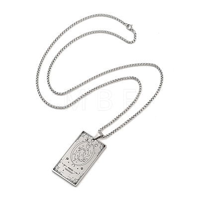 Non-Tarnish 201 Stainless Steel Rectangle with Constellation Pendant Necklaces NJEW-M223-02H-1