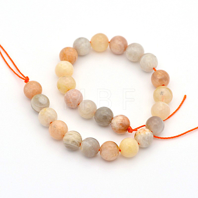 Natural Multi-Moonstone Round Beads Strands G-P088-43-8mm-1