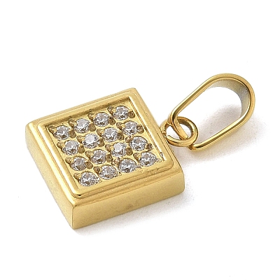 Ion Plating(IP) 304 Stainless Steel Micro Pave Cubic Zirconia Pendants STAS-Z107-02G-06-1