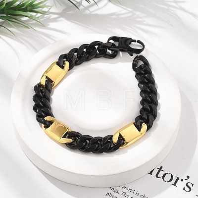 304 Stainless Steel Cuban Link Chains Bracelets for Women Men BJEW-A031-05A-EB-1