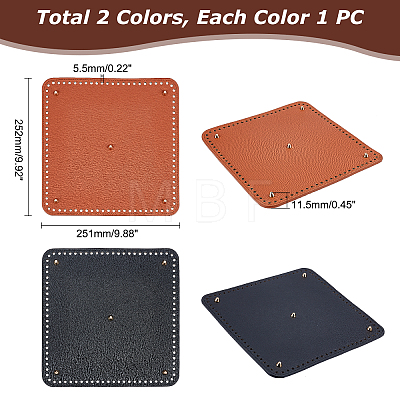 WADORN 2 Pcs 2 Colors PU Leather Square Bag Nail  Bottom DIY-WR0001-84-1