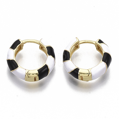 Brass Huggie Hoop Earrings EJEW-S209-04A-1