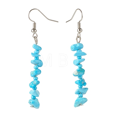Synthetic Turquoise Chips Dangle Earrings with Glass EJEW-JE04840-05-1