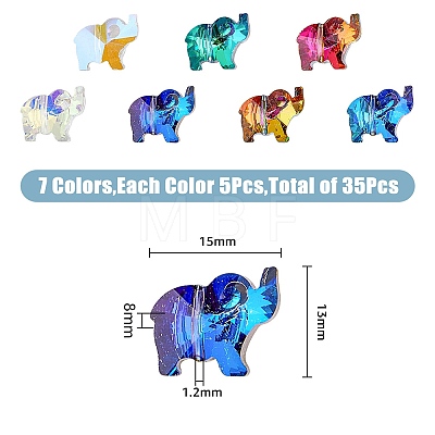 35Pcs 7 Colors Transparent Glass Beads GLAA-FH0001-68-1