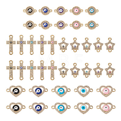 40Pcs 20 Styles Evil Eye Zinc Alloy Enamel Connector Charms ENAM-TA0001-37-1