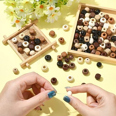 150Pcs 3 Styles Wood European Beads WOOD-CJ0002-73-1