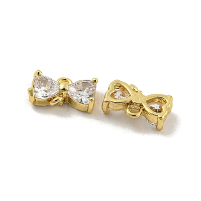 Brass Clear Cubic Zirconia Connector Charms KK-G490-10G-1