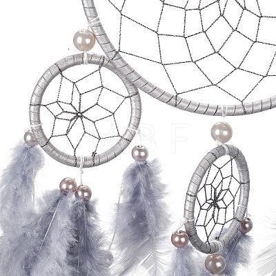 Iron Woven Web/Net with Feather Pendant Decorations AJEW-B017-03-1