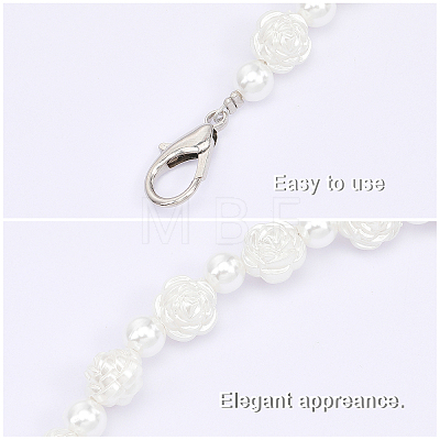 Plastic Imitation Pearl Round & Rose Beaded Bag Handles FIND-WH0034-85P-1
