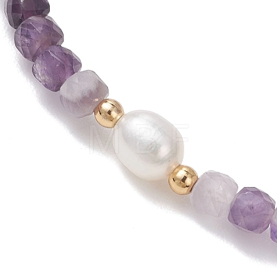 Natural Mixed Gemstone Cube Beads Stretch Bracelets for Women BJEW-JB13179-1