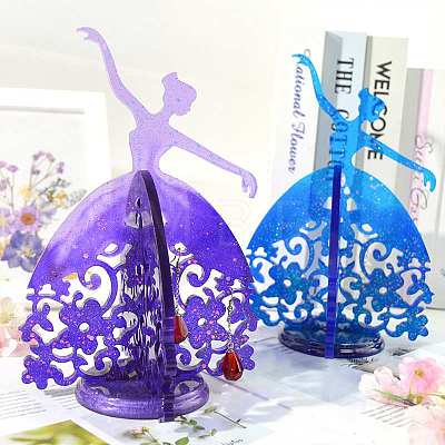 DIY Food Grade Silicone Dancing Girl Earring Display Stand Molds XMAS-PW0001-058-1