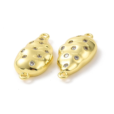 Rack Plating Eco-Friendly Brass Micro Pave Cubic Zirconia Connector Charms KK-F844-07G-1