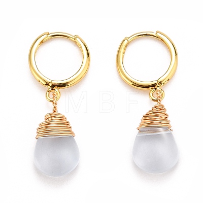 Brass Huggie Hoop Earrings EJEW-JE04399-02-1