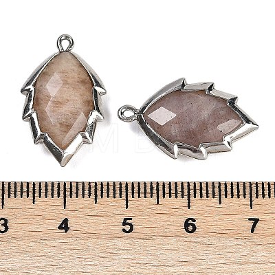 Natural Sunstone Faceted Leaf Pendants G-I375-04P-07-1