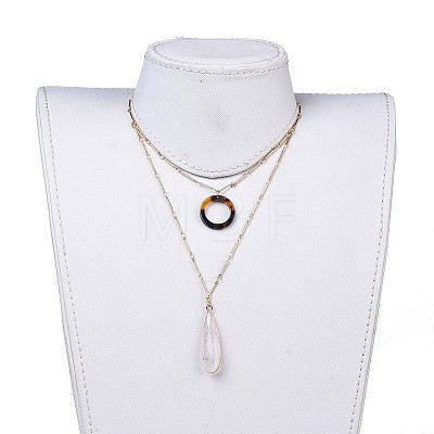 Natural Quartz Crystal Pendants Necklaces and Dangle Earrings Jewelry Sets SJEW-JS01025-1