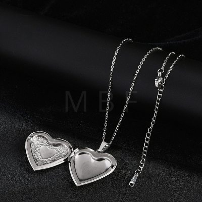 Anti-Tarnish 304 Stainless Steel Heart Locket Pendant Cable Chain Necklaces for Women LS-NJEW-M050-04F-P-1
