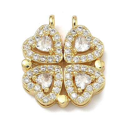 Saint Patrick's Day Brass Micro Pave Clear Cubic Zirconia Deployable Pendants KK-A293-27C-G-1