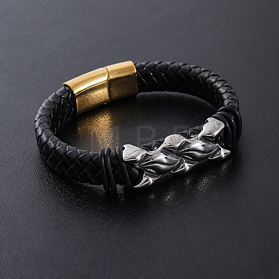 Punk Braided PU Leather Cord Bracelets FU5369-2-1