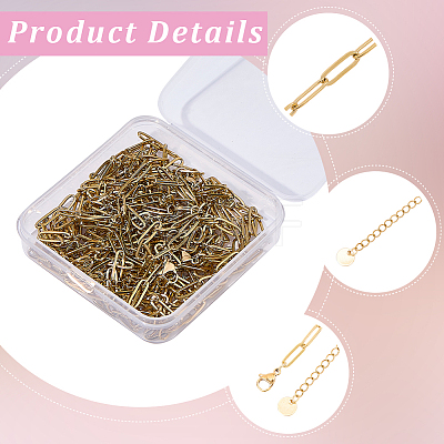 20Pcs 2 Styles 304 Stainless Steel Cable Chain Bracelets & Necklaces Sets for Women SJEW-BM0001-04-1