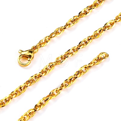 3mm Rack Plating Brass Rope Chain Necklaces for Women Men MAK-L044-29G-1