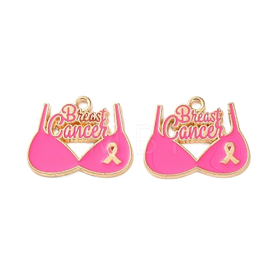 Breast Cancer Awareness Ribbon Zinc Alloy Enamel Pendants ENAM-I079-02G-06-1