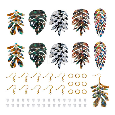 DIY Monstera Leaf Dangle Earring Making Kits DIY-BY0001-38-1