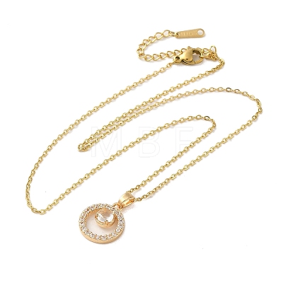 Brass Micro Pave Cubic Zirconia Pendant Necklaces for Women NJEW-E106-15KCG-1